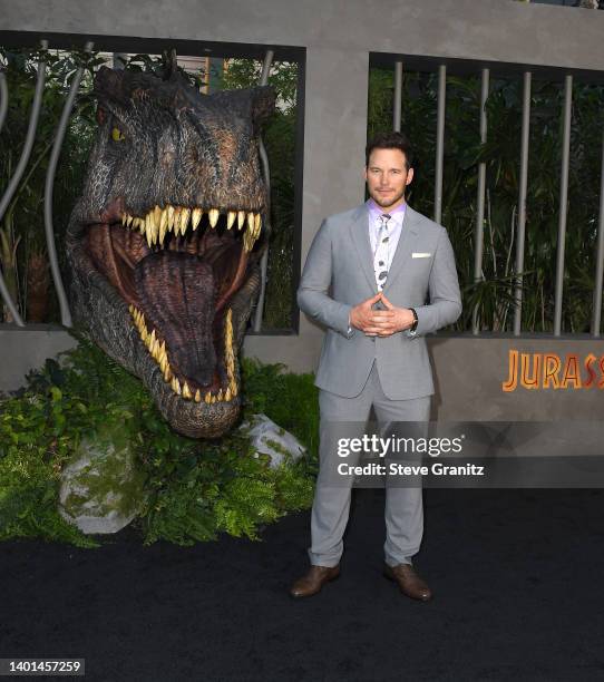 Chris Pratt arrives at the Los Angeles Premiere Of Universal Pictures "Jurassic World Dominion" on June 06, 2022 in Hollywood, California.