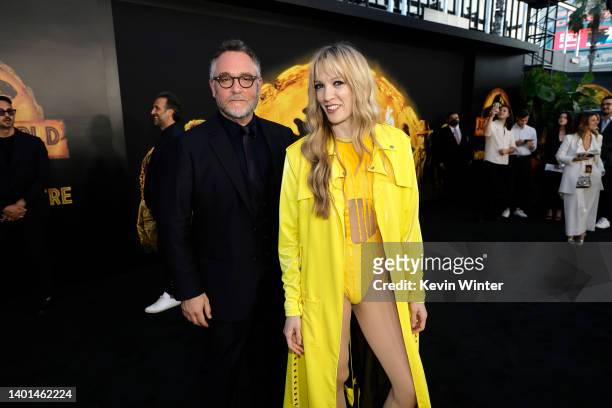 Colin Trevorrow and Emily Carmichael attend the Los Angeles premiere of Universal Pictures' "Jurassic World Dominion" on June 06, 2022 in Hollywood,...