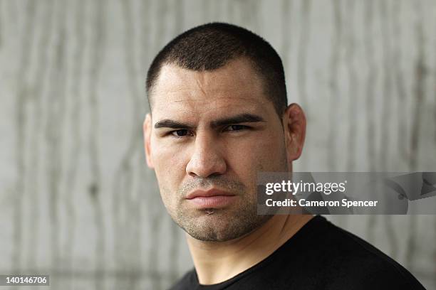 Heavyweight champion Cain Velasquez of the United States poses for a portrait at Tramway Oval on February 29, 2012 in Sydney, Australia.