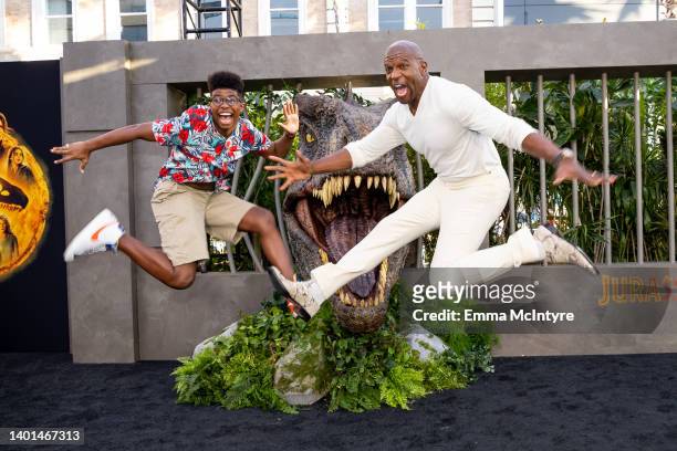 Isaiah Crews and Terry Crews arrive at the Los Angeles premiere of Universal Pictures' 'Jurassic World Dominion' on June 06, 2022 in Los Angeles,...