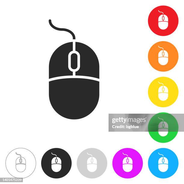 computer mouse. icon on colorful buttons - button icon editable stock illustrations