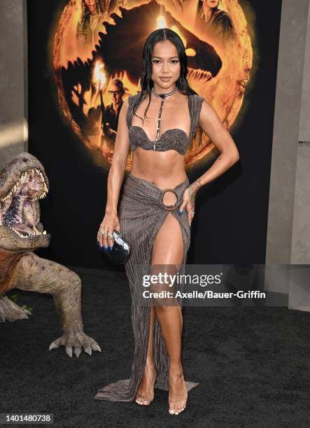 Karrueche Tran attends the Los Angeles Premiere of Universal Pictures "Jurassic World Dominion" on June 06, 2022 in Hollywood, California.
