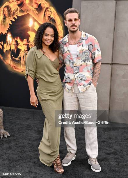 Christina Milian and Matt Pokora attend the Los Angeles Premiere of Universal Pictures "Jurassic World Dominion" on June 06, 2022 in Hollywood,...