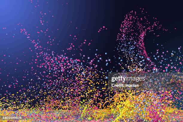 3d rendering,explosive particles - colour explosion stock pictures, royalty-free photos & images