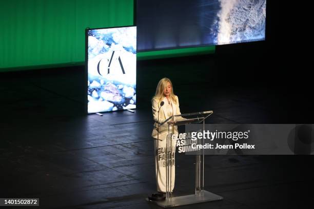 Federica Marchionni, CEO of Global Fashion Agenda delivers the Opening Address on Day One of the Global Fashion Summit: Copenhagen Edition 2022 at...