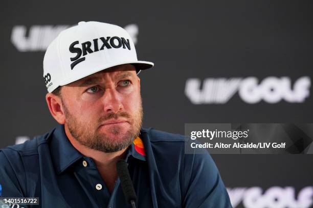 Graeme McDowell of Northern Ireland attends the press conference prior to the LIV Golf Invitational - London at The Centurion Club on June 07, 2022...