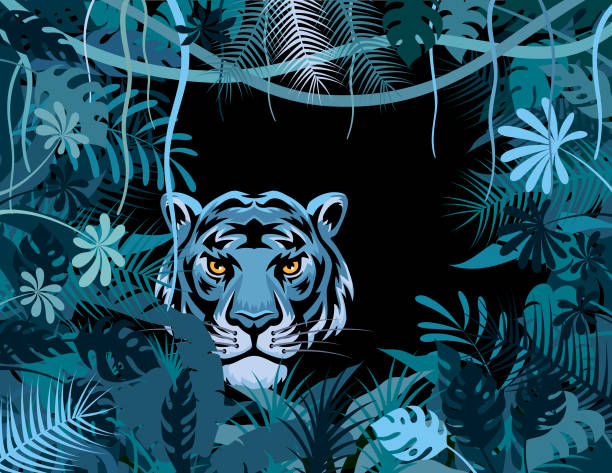 tiger in the jungle. mascot creative logo design. - zoo art stock illustrations