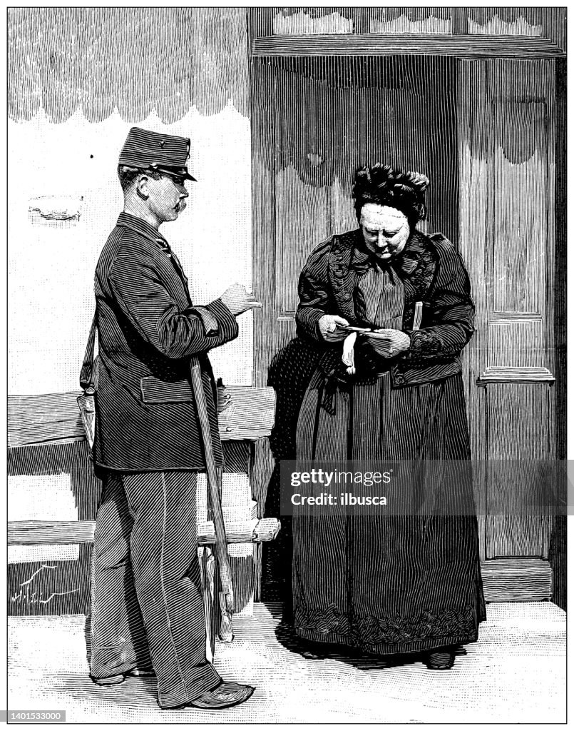 Antique illustration: Mother of French President Emile Loubet