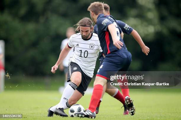 General action during a fan match prior to the UEFA Nations League match between Germany and England at Allianz Arena on June 07, 2022 in Munich,...