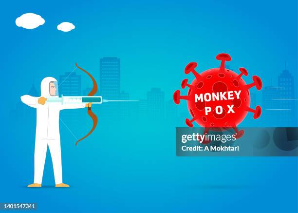 monkey pox vaccine - arrow missing target stock illustrations