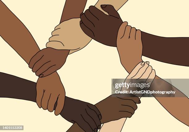 juneteenth celebration.hands holding in a circle. - abolitionism anti slavery movement stock illustrations
