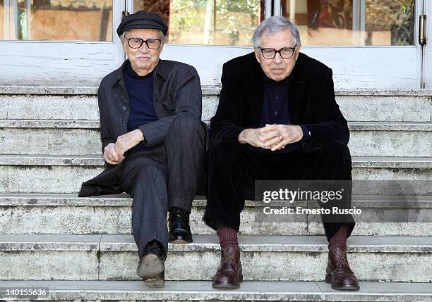 Directors Vittorio Taviani and Paolo Taviani attend the 'Cesare Deve Morire' photocall at Nuovo Sacher on February 29, 2012 in Rome, Italy.