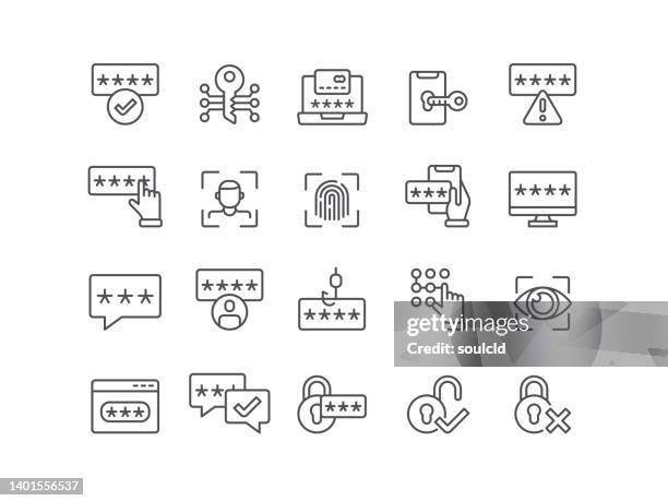 password icons - entering pin stock illustrations