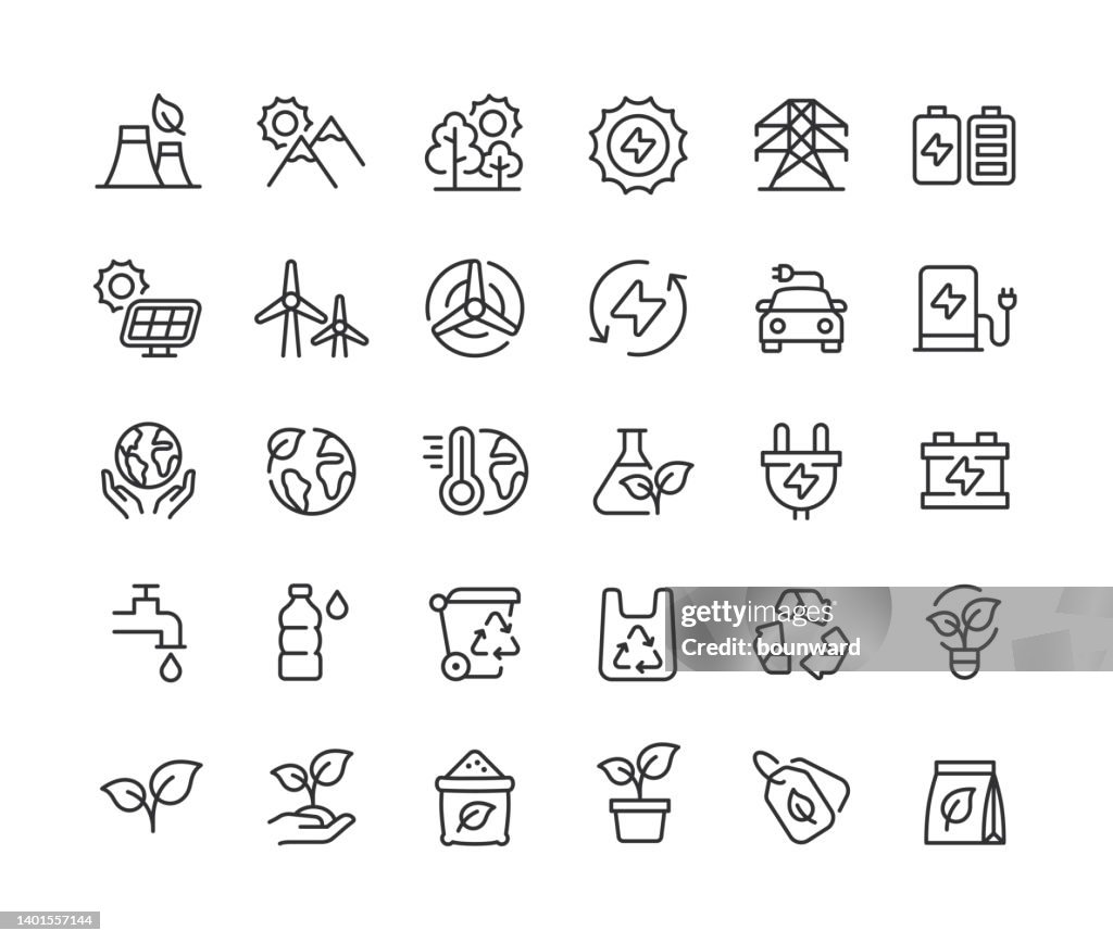 Ecology Line Icons Editable Stroke