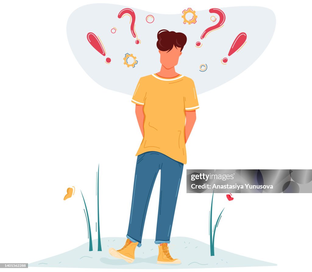 Thinkquestion Man With Think Bubble And Question Marks Above Heads High-Res Vector ...