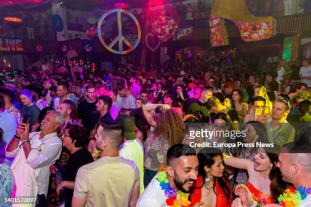 Dozens of people attend the Flower Power party at the Pacha Ibiza nightclub on June 7 in Ibiza, Balearic Islands, Spain. The Flower Power party has...