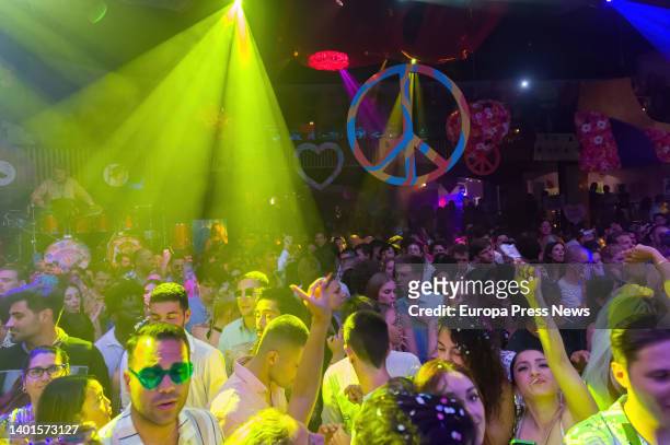 Dozens of people attend the Flower Power party at the Pacha Ibiza nightclub on June 7 in Ibiza, Balearic Islands, Spain. The Flower Power party has...