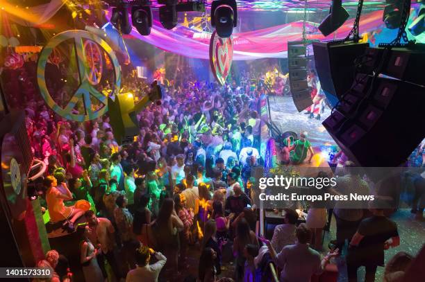 Decoration and general view of the Flower Power party at Pacha Ibiza nightclub, on June 7 in Ibiza, Balearic Islands, Spain. The Flower Power party...