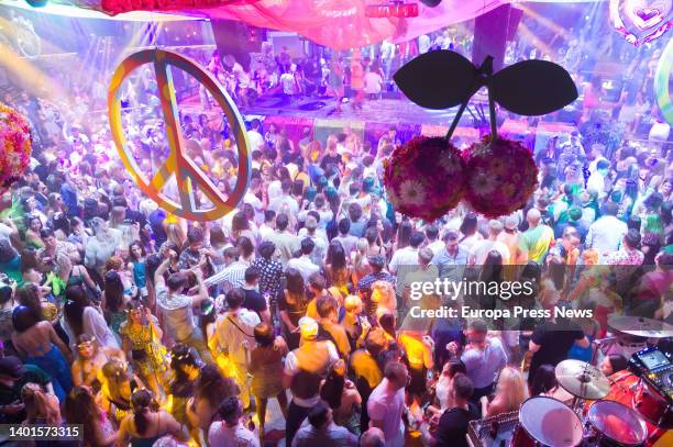 Decoration and general view of the Flower Power party at Pacha Ibiza nightclub, on June 7 in Ibiza, Balearic Islands, Spain. The Flower Power party...