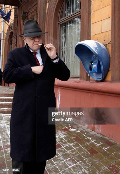 Germany's ambassador to Belarus Christof Weil leaves the French embassy in Minsk, on February 29 after his meeting with other European diplomats...