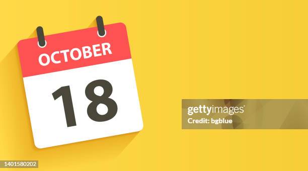 bildbanksillustrationer, clip art samt tecknat material och ikoner med october 18 - daily calendar icon in flat design style - calendar isolated