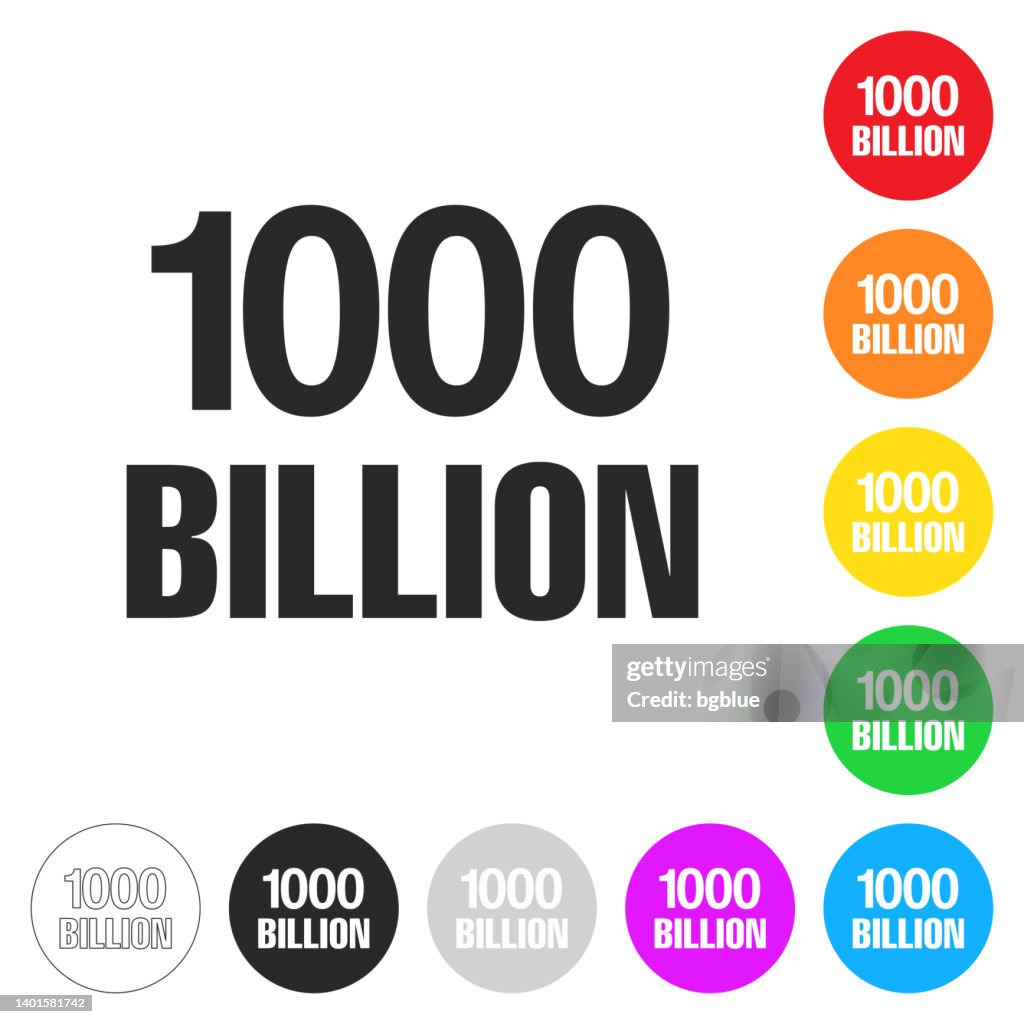 1000 Billion. Icon on colorful buttons