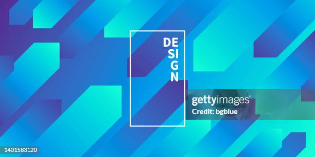 abstract design with geometric shapes - trendy blue gradient - neon arrow vector stock illustrations