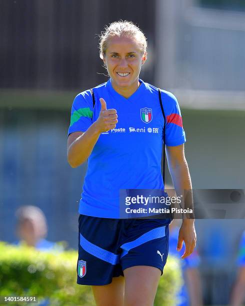 Valentina Cernoia of Italy Women pose for a picture during the Italy Women training session at Appiano Gentile on June 07, 2022 in Como, Italy.