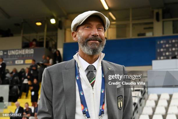 Gianluca Vialli, Delegation Chief of Italy looks on prior to the UEFA Nations League League A Group 3 match between Italy and Hungary on June 07,...