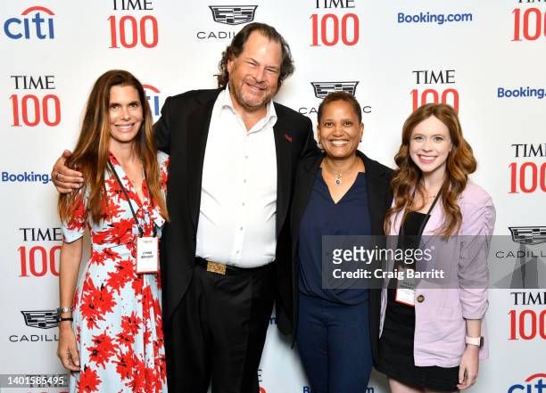 Lynne Benioff, Marc Benioff, Sian Proctor and Hayley Arceneaux attend the TIME100 Summit 2022 at Jazz at Lincoln Center on June 7, 2022 in New York...