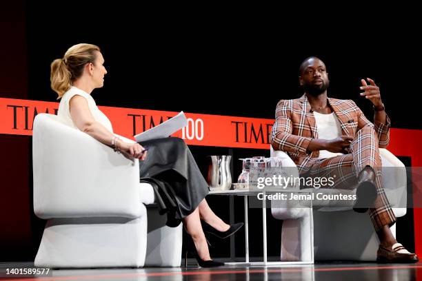 Poppy Harlow and Dwyane Wade speak onstage at the TIME100 Summit 2022 at Jazz at Lincoln Center on June 7, 2022 in New York City.