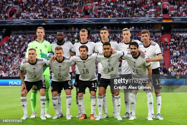 Germany players pose for a team photo prior to the UEFA Nations League League A Group 3 match between Germany and England at Allianz Arena on June...