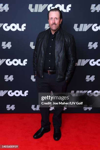 Phil Mickelson of the United States poses for a photograph on the red carpet prior to the LIV Golf Invitational - London Draft on June 07, 2022 in...