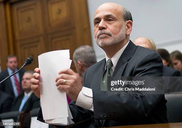 Federal Reserve Board Chairman Ben Bernanke testifies before a House Financial Services Committee committee hearing on "Monetary Policy and the State...