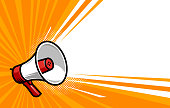 Megaphone, loudspeaker. Speaker, social media, advertising and promotion symbol. Marketing concept vector illustration