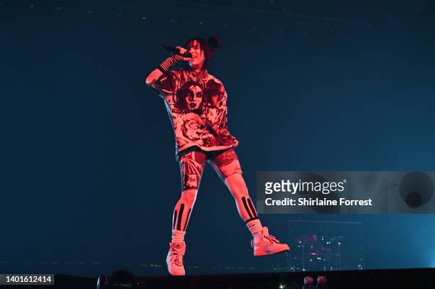 Billie Eilish performs at AO Arena on June 07, 2022 in Manchester, England.
