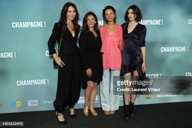 Elsa Zylberstein, Marie-Julie Baup, Valerie Karsenti and Claire Chust attend the "Champagne!" Premiere At UGC Cine Cite Les Halles on June 07, 2022...