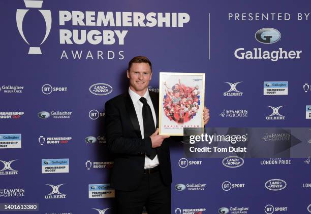 Chris Ashton is presented with Premiership Rugby All Time Top Try Scorer Award during the Gallagher Premiership Rugby Awards at Honourable Artillery...