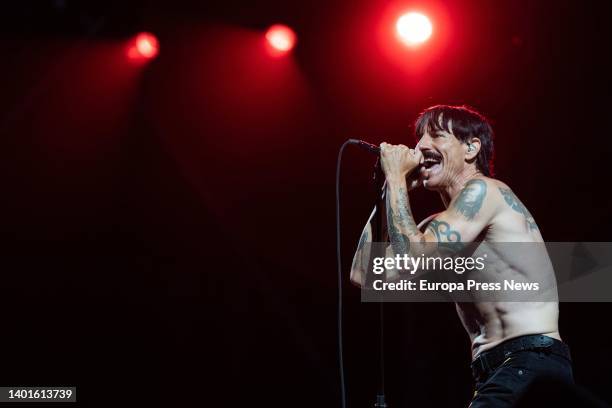 Vocalist Anthony Kiedis during a concert by rock band Red Hot Chili Peppers at the Estadi Olimpic de Barcelona on June 7 in Barcelona, Catalonia,...