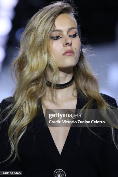 Model walks the runway at the Chanel Metiers D'Art Fashion Show on June 07, 2022 in Florence, Italy.