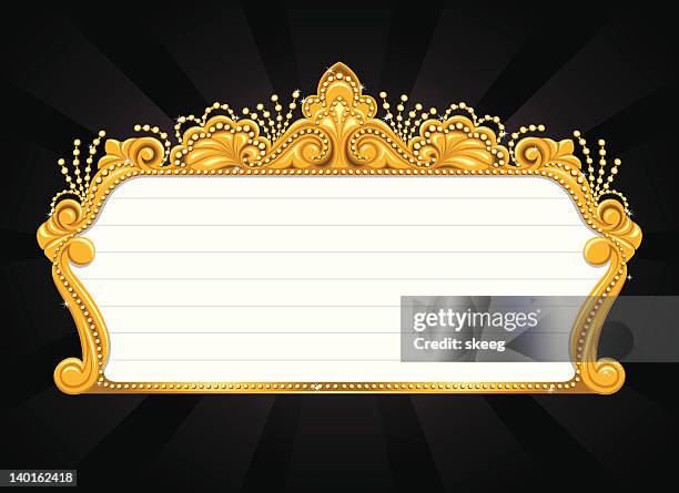 swirly marquee - theater marquee commercial sign stock illustrations