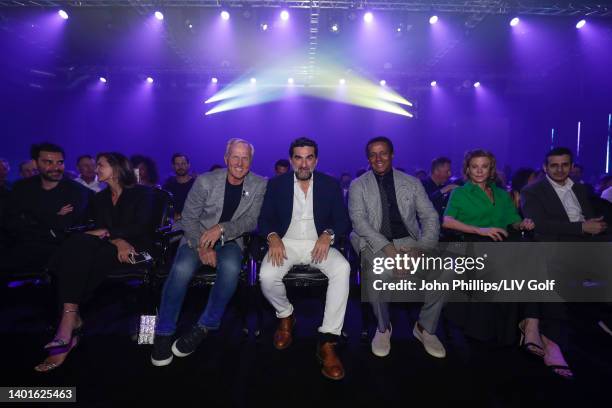 Greg Norman and Yasir Al-Rumayyan pose for a photograph during the LIV Golf Invitational - London Draft on June 07, 2022 in London, England.