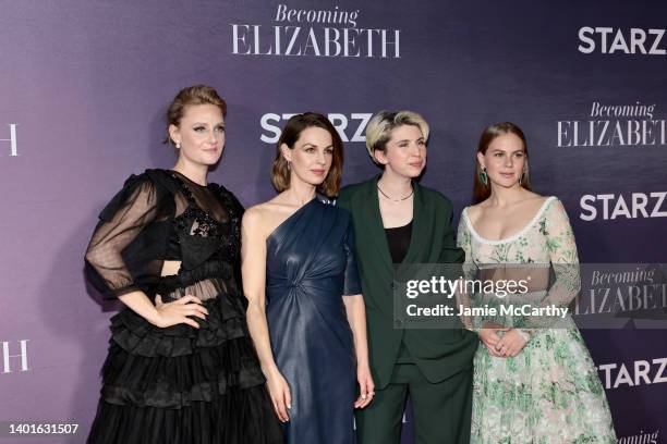 Romola Garai, Jessica Raine, Anya Reiss and Alicia von Rittberg attend STARZ's "Becoming Elizabeth" New York Premiere Event at The Plaza on June 07,...