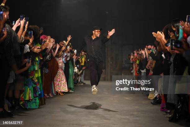 Christopher John Rogers walks the runway for his show, the Christopher John Rogers Collection 010 at Brooklyn Navy Yard on June 07, 2022 in Brooklyn,...