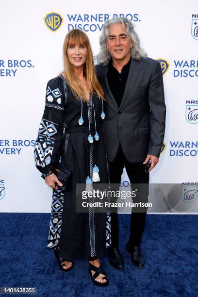 Kelly Lynch and Mitch Glazer attend the NRDC's "Night of Comedy" benefit honoring Julia Louis-Dreyfus at NeueHouse Los Angeles on June 07, 2022 in...