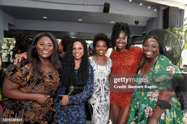 Danielle Brooks, Audra McDonald, LaChanze, Amber Iman and Jocelyn Bioh attend 'Black Women On Broadway' at Empire Hotel Rooftop on June 06, 2022 in...