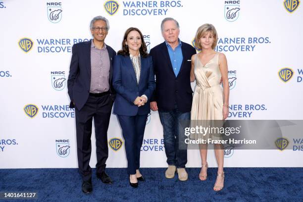 Manish Bapna, NRDC CEO & President, Julia Louis-Dreyfus, David Zaslav and Anna Scott Carter attend the NRDC's "Night of Comedy" benefit honoring...