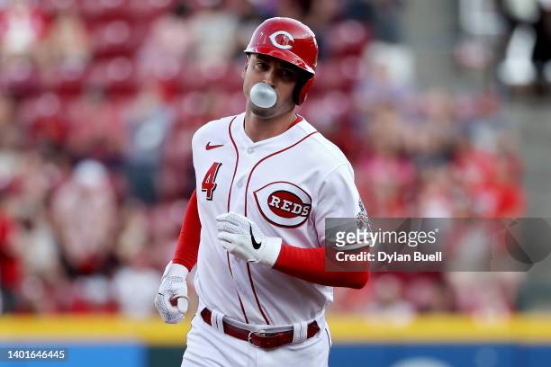 Mark Reynolds of the Cincinnati Reds rounds the bases after hitting a home run in the third inning against the Arizona Diamondbacks at Great American...