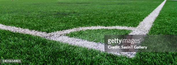 soccer field grass conner - soccer dribbling stock pictures, royalty-free photos & images
