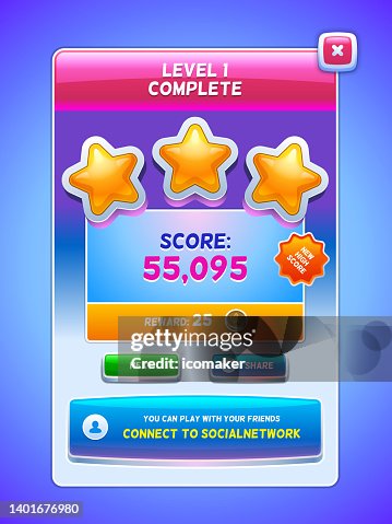 Level Completed Screen Game Ui Level Complete Screen High-Res Vector Graphic - Getty Images